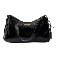 PRADA Leather Shoulder Bag Medium Size Women's Black