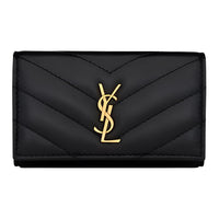 SAINT LAURENT CASSANDRE Calfskin Key Pouch Women's Black