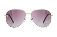 CHANEL Titanium Alloy Calfskin Aviator Sunglasses Women's Gold