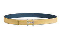 HERMES Letter H Label Leather Belts Women's Yellow Width 2.4CM