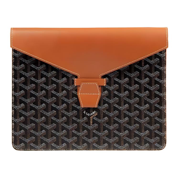 GOYARD Camondo 2 Canvas With Leather Tablet Envelope Bag For Commute Briefcase Clutch Small Size Unisex Brown