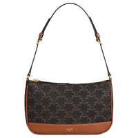 CELINE Canvas With Calfskin Handbag, Shoulder Bag Women's Brown