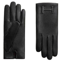 HERMES Leather Gloves Unisex Black