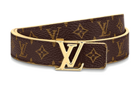 LOUIS VUITTON Cow Leather Leather Belts Women's Brown Width: 2cm