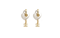 CHANEL Metal Crystal Resin Rhinestone Earrings Women's Gold