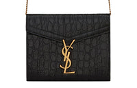 SAINT LAURENT Bright Leather Wallet Envelope Bag, Crossbody Bag, Shoulder Bag Women's Black