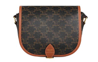 CELINE Cow Leather Saddle Bag Shoulder Bag Crossbody Bag Medium Size Women's Tawny