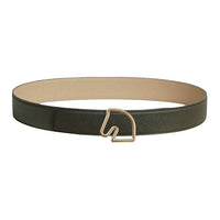 HERMES Calfskin Leather Belts Men's Gray Green/Beige Width 3.8CM