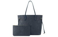 LOUIS VUITTON NEVERFULL Leather Tote Bag Shopping Bag Handbag Medium Size Women's Dark Blue