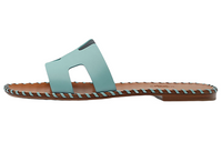 HERMES Oran Abrasion-Resistant Slide Slippers Women's Blue