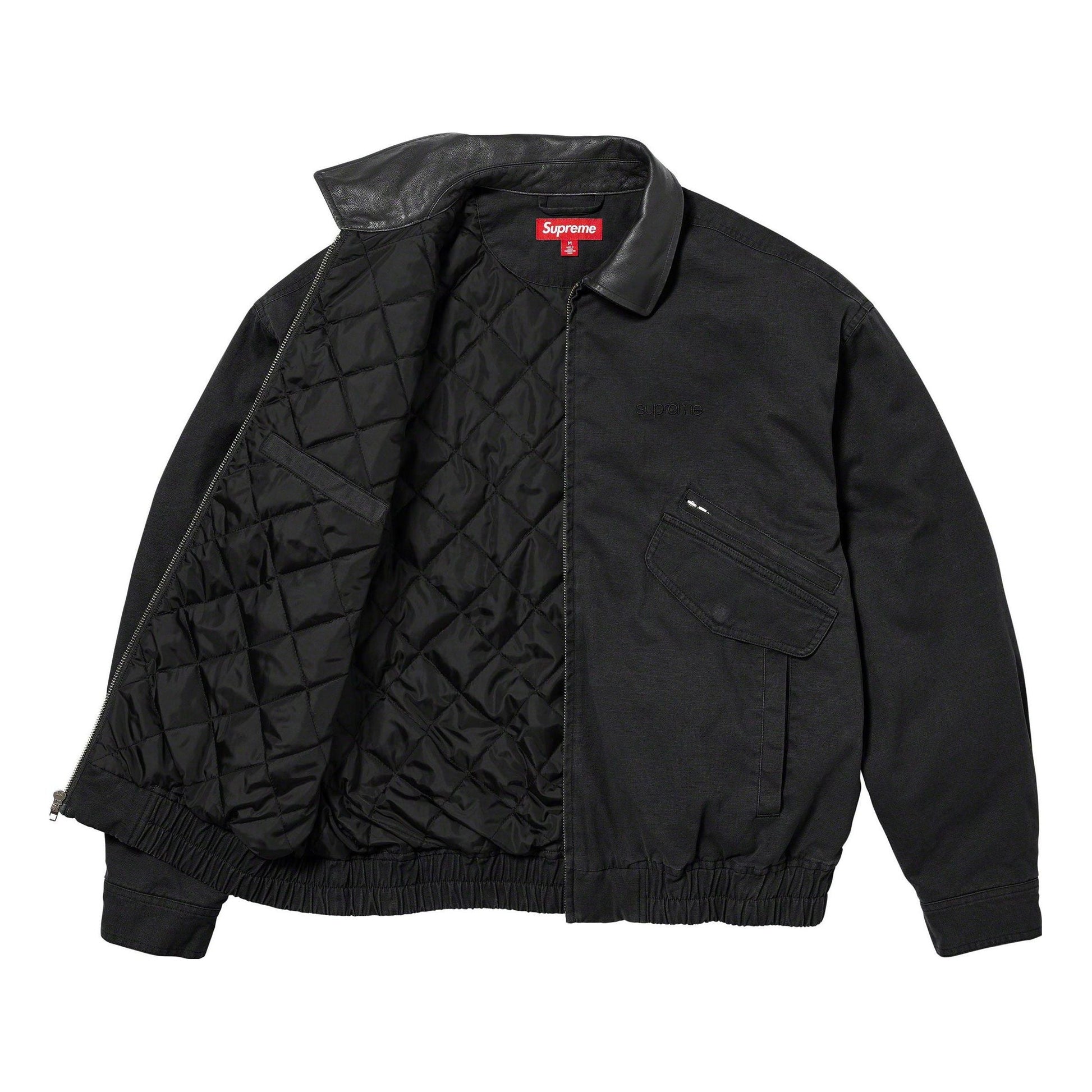 Supreme Leather Collar Utility Jacket 'Black' SUP-FW23-034