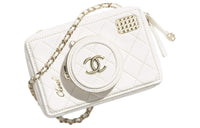CHANEL Sheepskin Camera Bags Crossbody Bags Women's White