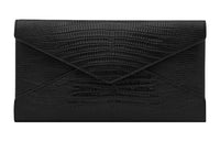 SAINT LAURENT Lizard Pattern Cow Leather Envelope Bag Clutches Women's Black