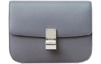 CELINE Classic Bo Cow Leather Tofu Bag Shoulder Bag Crossbody Bag Medium Size Women's Light Gray