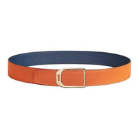 HERMES Leather Leather Belts Unisex Orange/Navy Width: 3.8cm