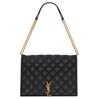 SAINT LAURENT Lambskin Crossbody Bag Shoulder Bag Large Size Women's Black