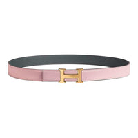 HERMES Calfskin Leather Belts Women's Pink Gray Width 2.4CM