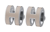 HERMES Earrings Women's Light Umber Milk Tea Silver