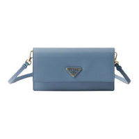 PRADA Saffiano Calfskin Shoulder Bag Mini Women's Blue