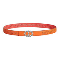 HERMES Calfskin Leather Belts Women's Red Width 2.4CM