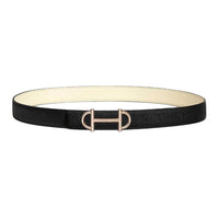 HERMES Rose Gold-Plated Leather Belts Unisex Coconut Color/Black Width: 2.4cm