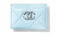 CHANEL Lambskin Coin Purses Card Holders Women's Light Blue