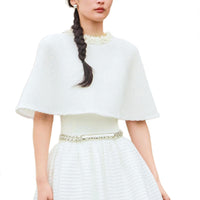 CHANEL Embroidered Cloak Women's White