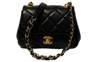 CHANEL Lambskin Flap Bag Shoulder Bag Crossbody Bag Small Size Women's Black