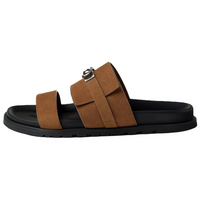 HERMES Slide Slippers Men's Smoke Brown