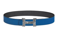HERMES Constance Leather Belts Men French Blue/Black