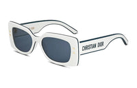 DIOR Plate Frame Acetate Irregular Shape Sunglasses Women's White