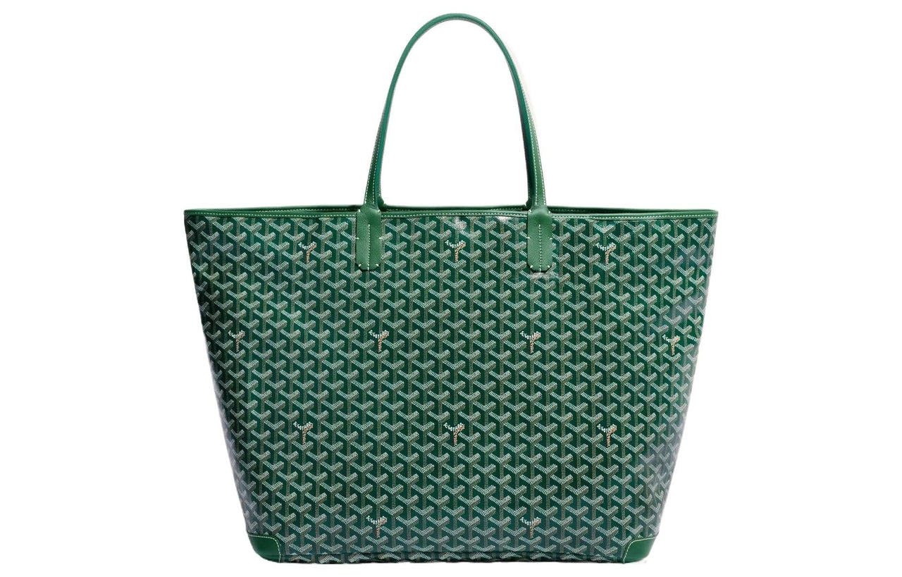 GOYARD Artois Canvas With Leather Tote Bag Shopping Bag Shoulder Bags Handbags Large Size Unisex Green