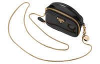 PRADA Patent Leather Clutch Handbag Mini Women's Black