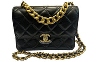 CHANEL Cow Leather Trunk Bag Handbag Crossbody Bag Unisex Black