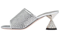 MIU MIU Abrasion Resistant Slide Slippers Women's Silver