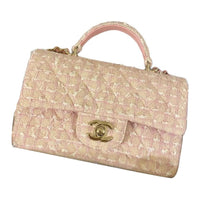 CHANEL Classic Flap CF Woolen Handbag Shoulder Bag Mini Women's Pink