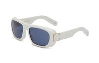 DIOR Plate Frame Irregular Shape Sunglasses Unisex White