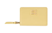 MIU MIU Leather Wallet Small Size Women's Lemon