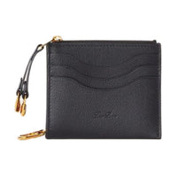 Loro Piana Grain Cow Leather Card Holder Women's Black