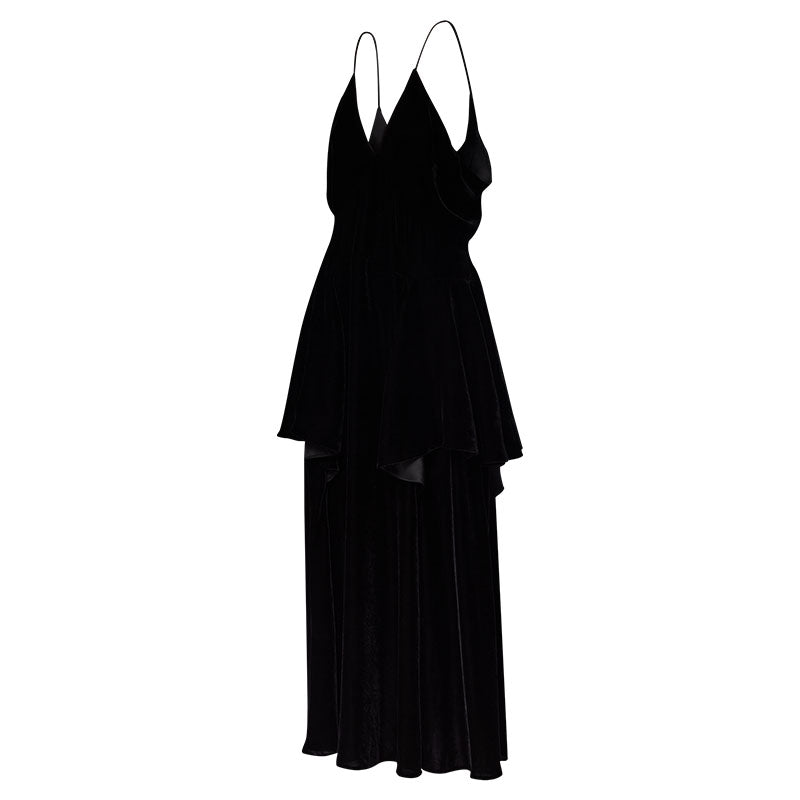 LOUIS VUITTON Tiered V-Neck Gown