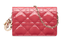 DIOR Cow Leather Clutches Shoulder Bag Crossbody Bag Women's Berry Pink