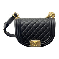 CHANEL LEBOY Cow Leather Messenger Bag Shoulder Bag Crossbody Bag Small Size Women's Black