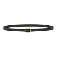 SAINT LAURENT Calfskin Brass Leather Belts Women's Black Width 1.5CM