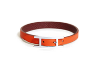 HERMES Calfskin Palladium-Plated Bracelets Men's Orange
