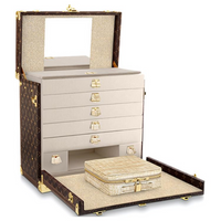 LOUIS VUITTON Cow Leather Controller Jewelry Box Storage Boxes Women's Brown