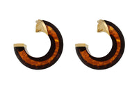 SAINT LAURENT Brass Resin Earrings Women's Tortoiseshell