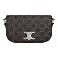 CELINE TRIOMPHE Canvas Shoulder Bag Small Size Women's Black