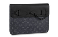 LOUIS VUITTON Coated Canvas Clutch Men's Black