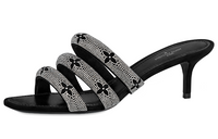 LOUIS VUITTON Rhinestone Slide Slippers Women's Black
