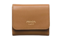 PRADA Leather Wallet Small Size Women's Caramel